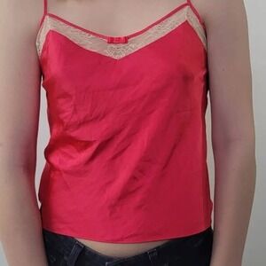 Victoria's Secret Red and Lace Cami Top Size Large